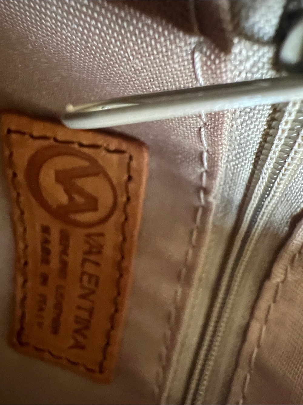 Valentina Taupe Leather Women’s Backpack with Tan Trim NWT - Picture 9 of 11